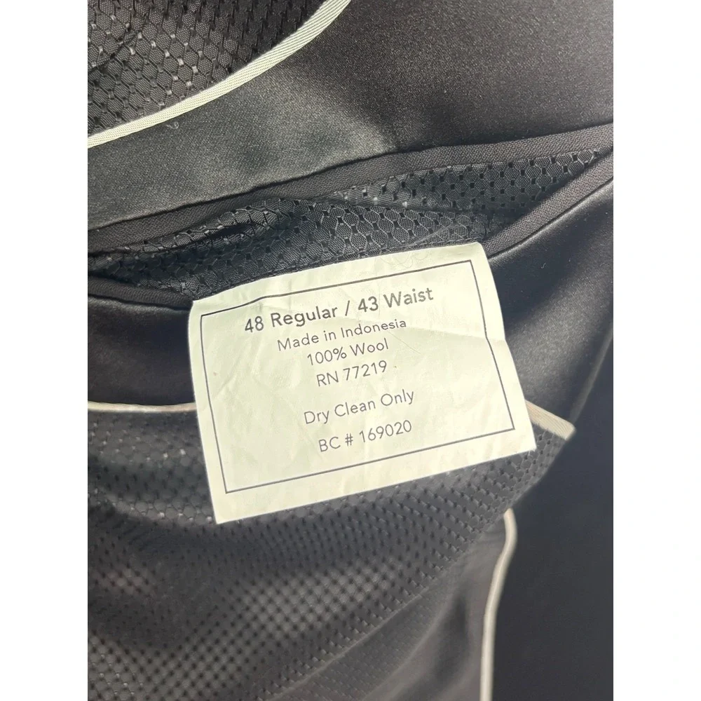 Pronto Uomo 48R 43x33 Black Tuxedo 2pc Pant Suit Wool Formal Evening Dinner Tux